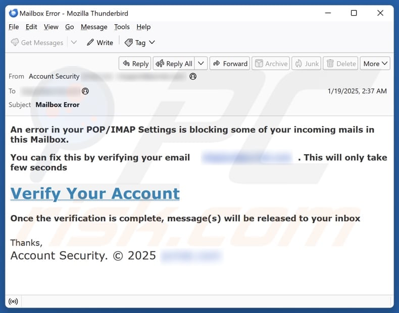 POP/IMAP Settings Blocking Incoming Mail Scam - Removal and recovery steps