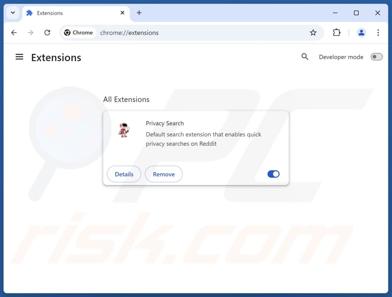 Removing privacysearchapp.net related Google Chrome extensions