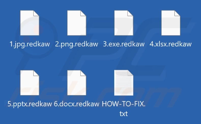 Files encrypted by REDKAW ransomware (.redkaw extension)