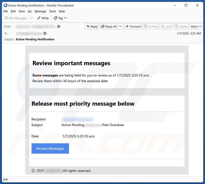 Review Important Messages email spam campaign