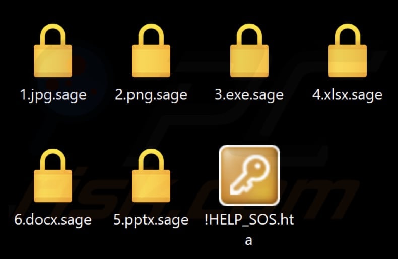 Files encrypted by SAGE 2.2 ransomware (.sage extension)