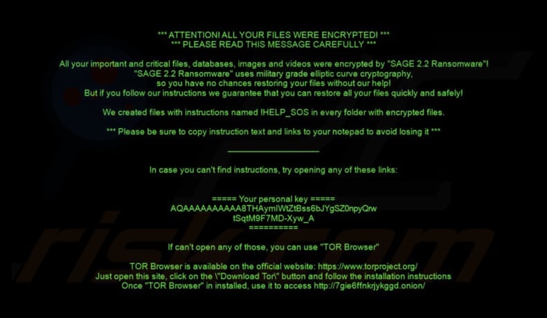 SAGE 2.2 ransomware wallpaper