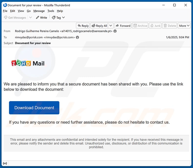 Secured Document email scam (2025-01-07)