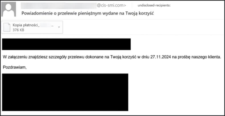 Maspam distributing TorNet malware (Polish language variant)