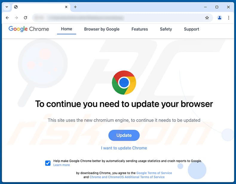 You Are Using An Older Version Of Chrome scam spreading Atomic Stealer