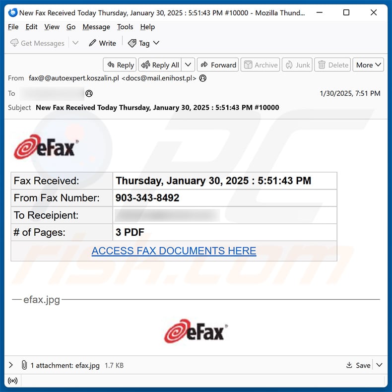 eFax email scam (2025-01-31)