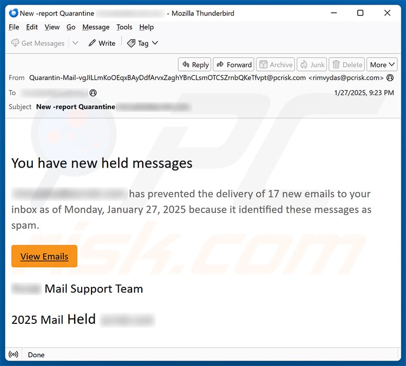 You Have New Held Messages email scam (2025-01-28)