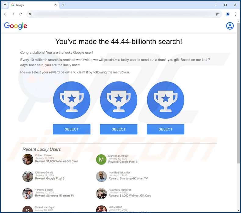 You've made the 44.44-billionth search! POP-UP Scam