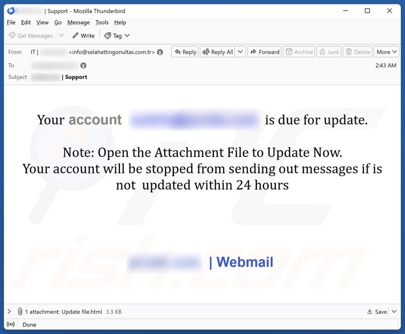 Account Is Due For Update email spam campaign