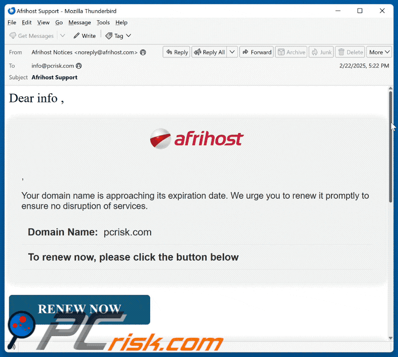 Afrihost email scam appearance