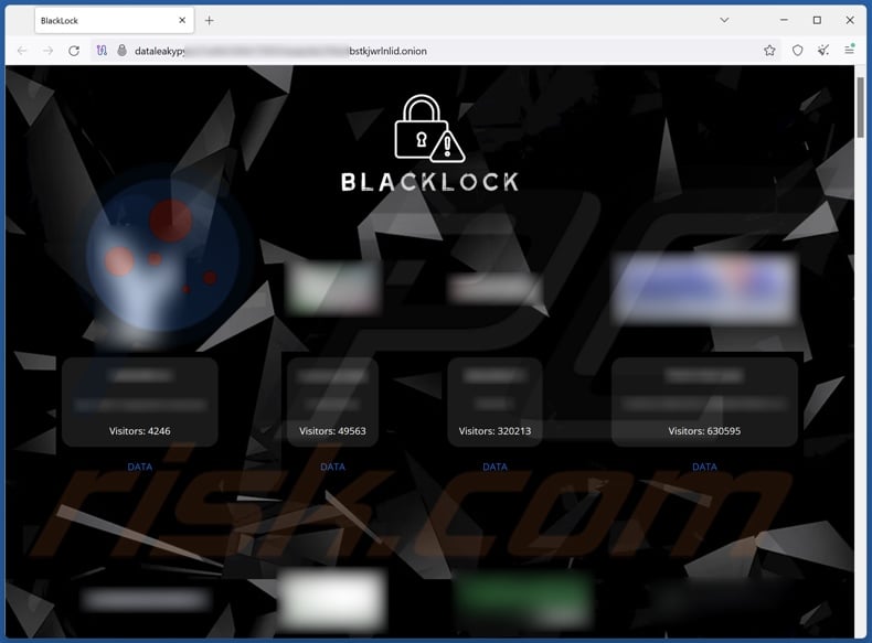 BlackLock ransomware data-leaking website