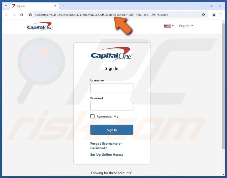 Capital One - Document Is Ready Email Scam phishing website