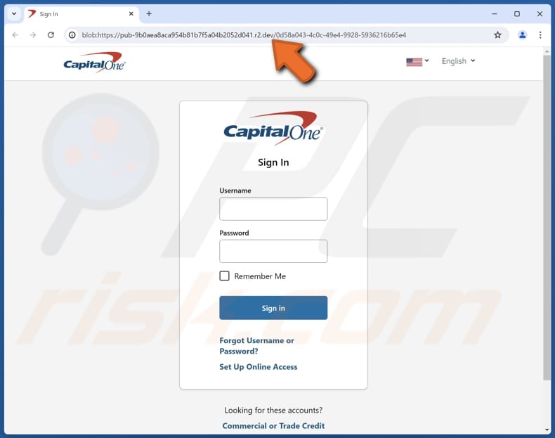 Capital One - Secured Message Email Scam phishing page