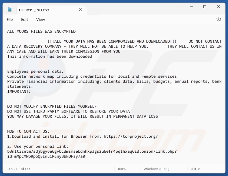 CmbLabs ransomware text file (DECRYPT_INFO.txt)