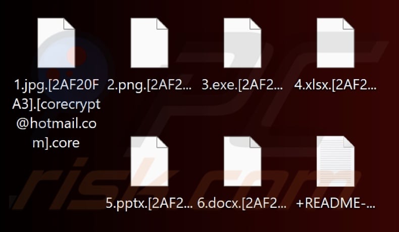 Files encrypted by Core (Makop) ransomware (.core extension)