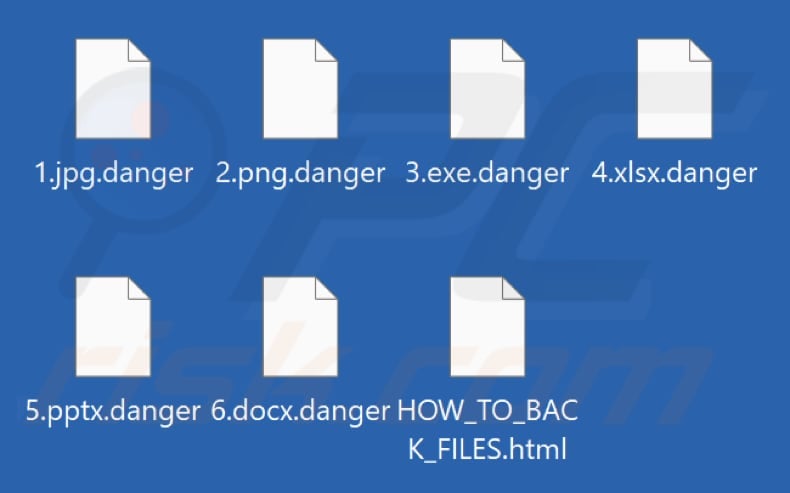 Files encrypted by Danger ransomware (.danger extension)