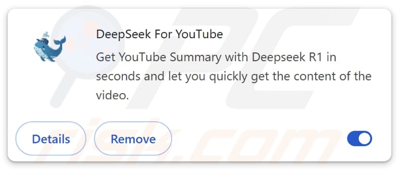 DeepSeek For YouTube adware