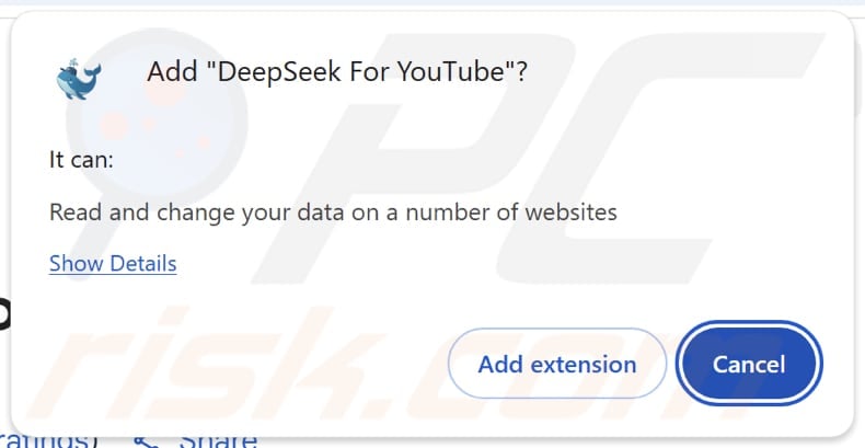 DeepSeek For YouTube adware permissions