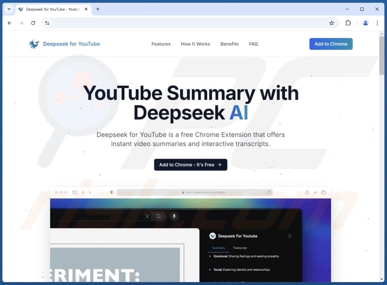 DeepSeek For YouTube adware promoter