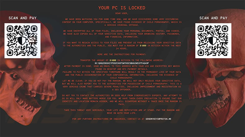 Evidence Of Child Pornography ransomware desktop wallpaper