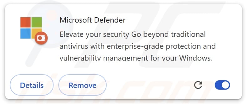 Fake Microsoft Defender browser extension