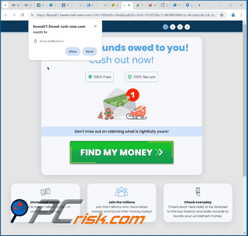 found-cash-now[.]com website appearance (GIF)