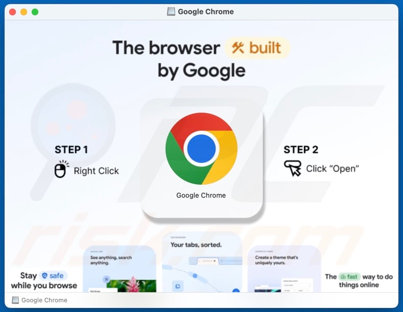 Installation setup of FrigidStealer malware (fake Chrome)