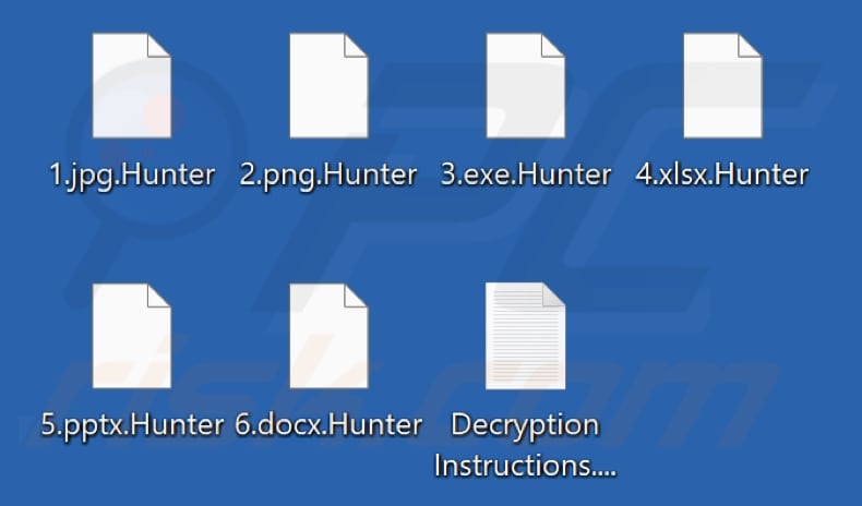 Files encrypted by Hunter ransomware (.Hunter extension)