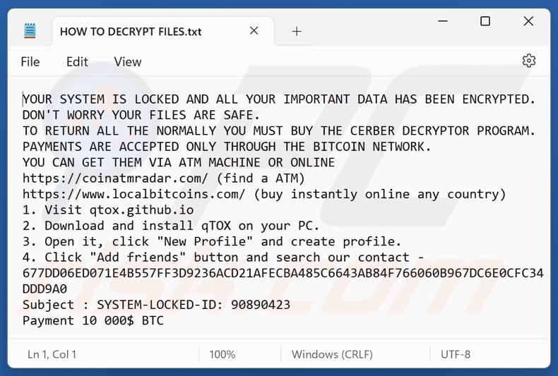 Hunters ransomware text file (HOW TO DECRYPT FILES.txt)