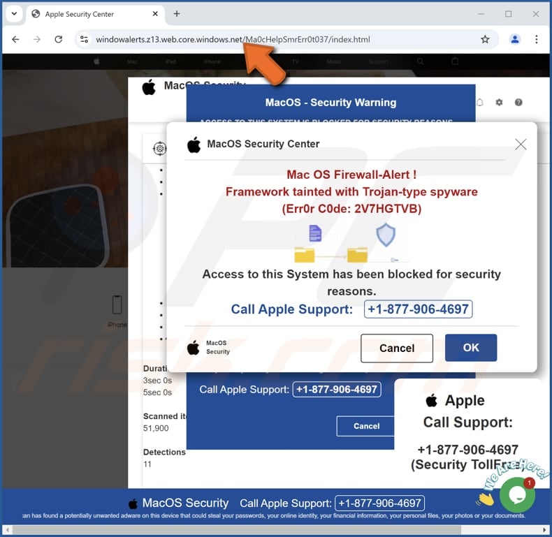 Mac OS Firewall-Alert scam