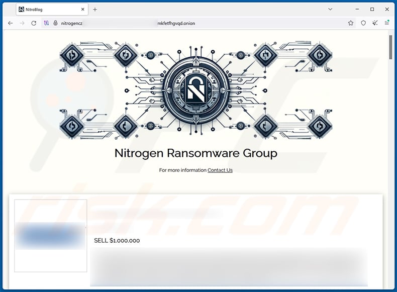 Nitrogen ransomware data leaking site