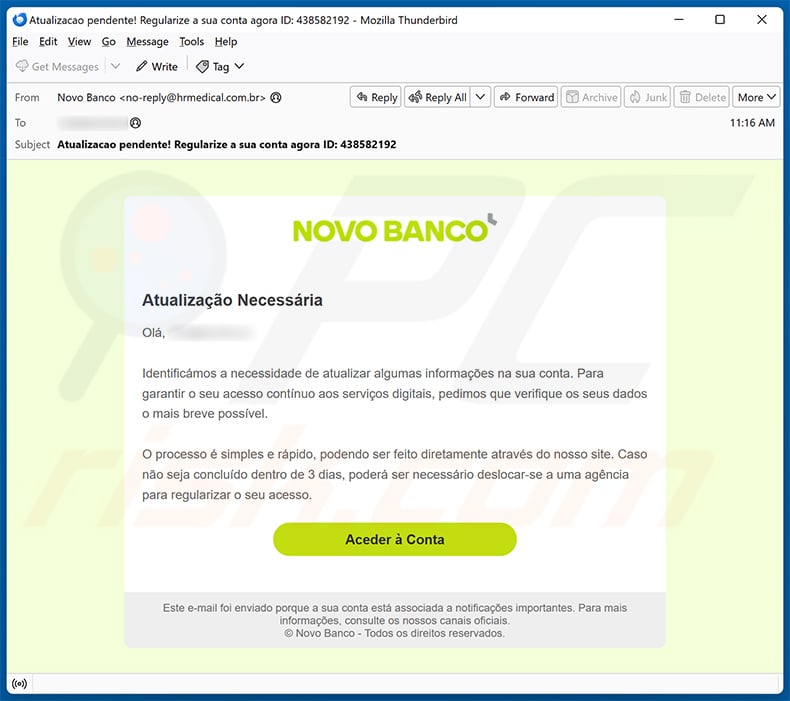 Novo Banco email scam (2025-02-12)