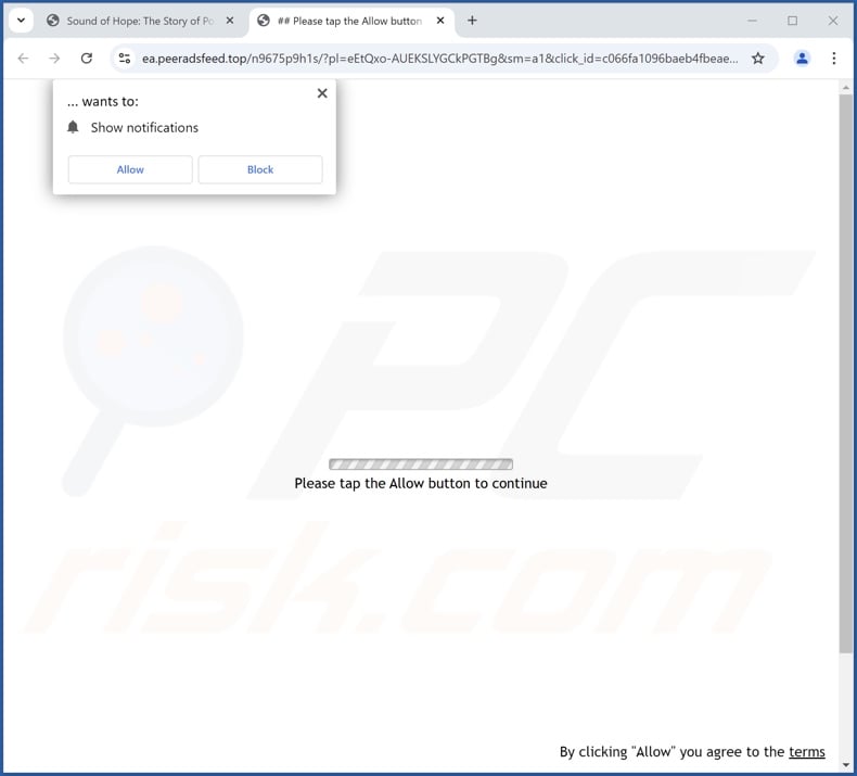 peeradsfeed[.]top pop-up redirects