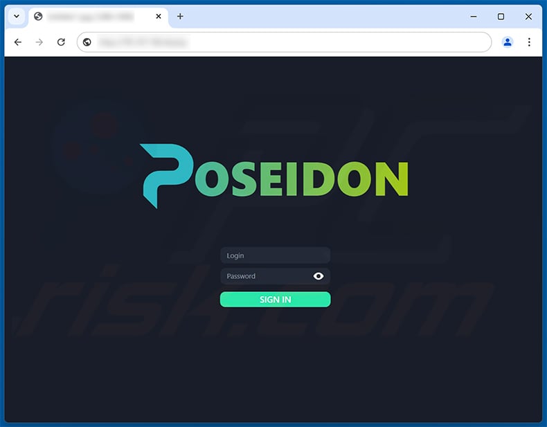 Poseidon stealer admin panel login page