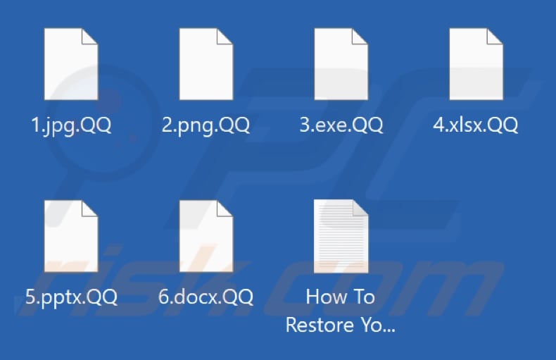 Files encrypted by QQ ransomware (.QQ extension)