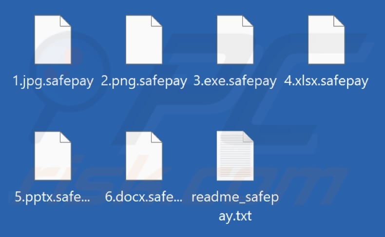 Files encrypted by SafePay ransomware (.safepay extension)