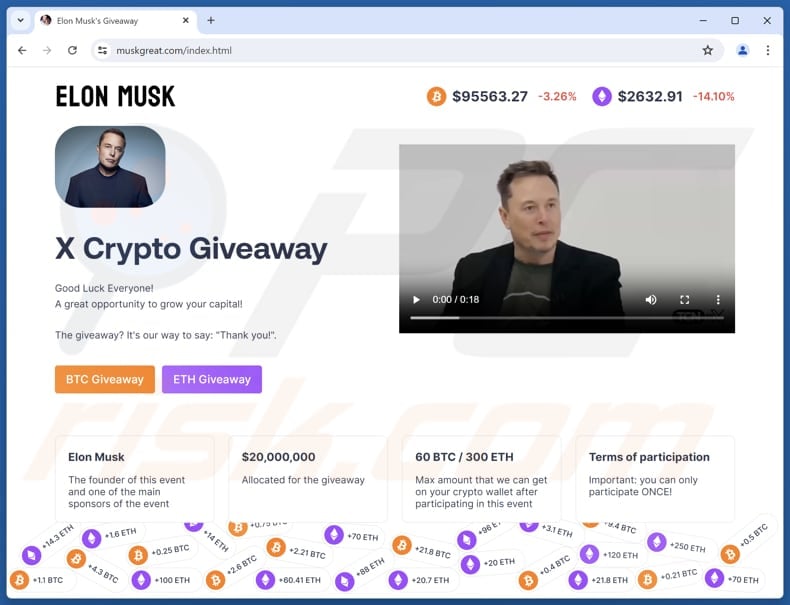 X Crypto Giveaway scam