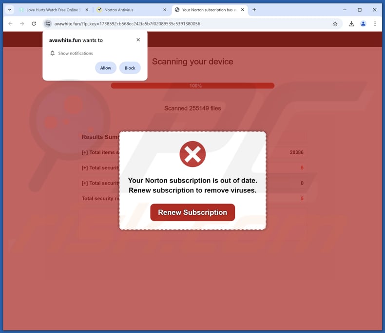 Your Norton Subscription Is Out Of Date scam
