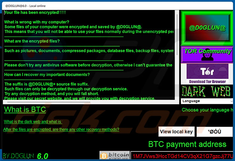 D0glun ransomware pop-up window (2025-03-12)
