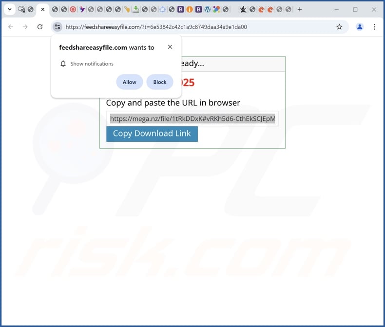 feedshareeasyfile[.]com pop-up redirects