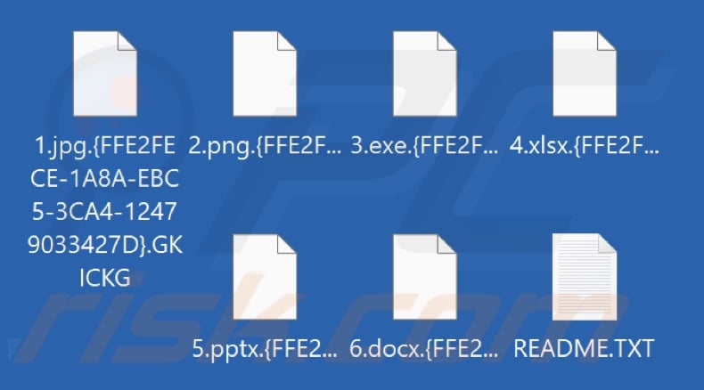 Files encrypted by GKICKG ransomware (.{victim's_ID}.GKICKG extension)