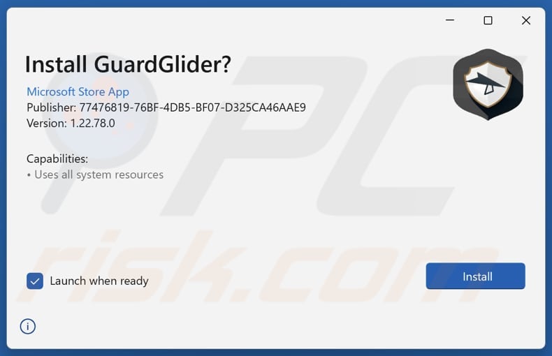 GuardGlider potentially unwanted application installation setup