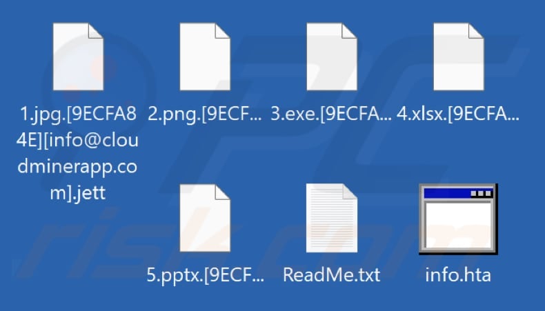 Files encrypted by Jett ransomware (.jett extension)