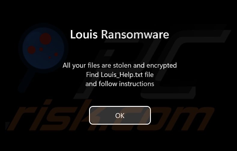 Louis ransomware pre-log-in screen