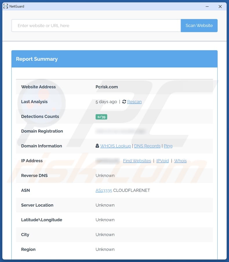 NetGuard potentially unwanted application results after entering URL