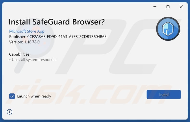 SafeGuard Browser Potentially Unwanted Application installation setup