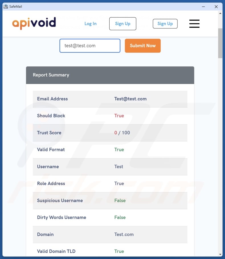 SafeMail PUA functionality