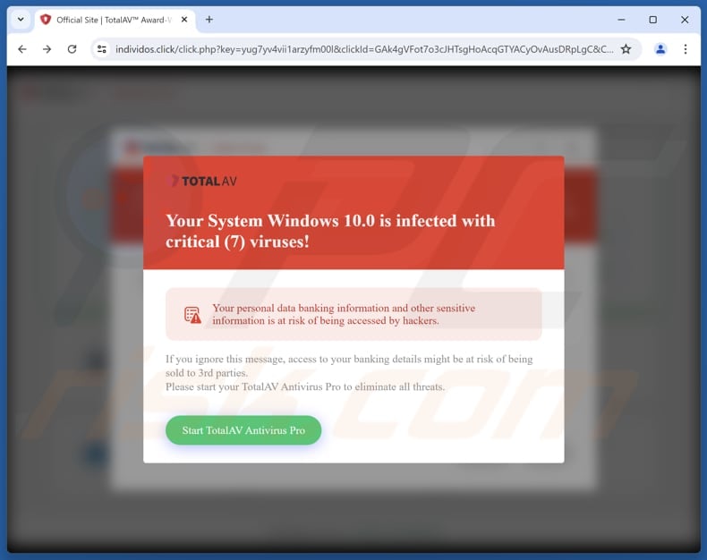 TotalAV - You Recently Visited Compromised Websites POP-UP Scam second warning