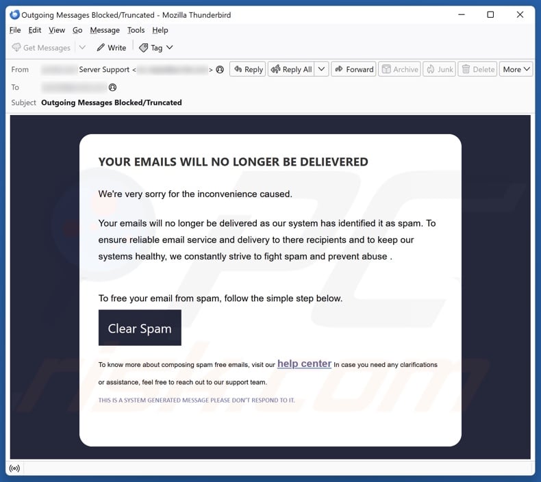 Your Emails Will No Longer Be Delivered email spam campaign