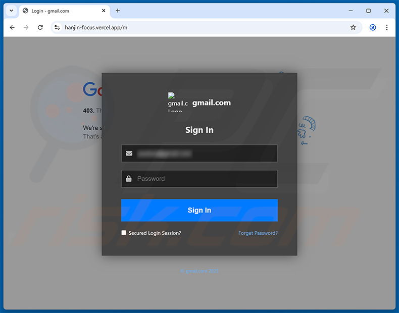 Phishing site promoted via EMAIL SHUTDOWN REQUEST scam (2025-04-15)